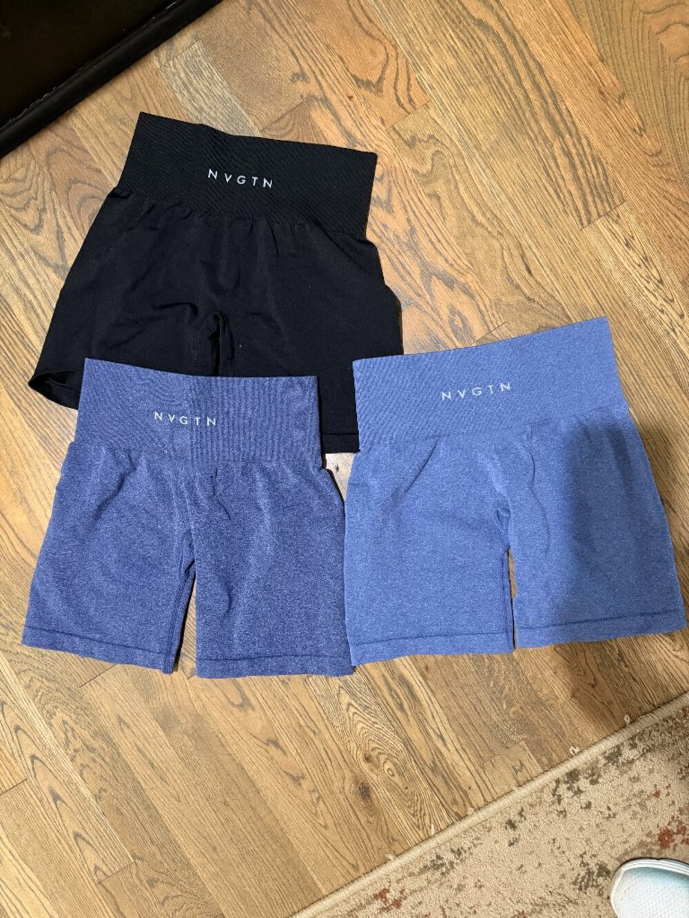 NVGTN Biker Shorts Bundle XS Seamless Workout Shorts Set of 3 Blue Black High Wa